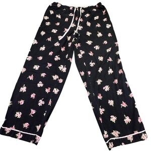 Charter Club Intimates Pants Women's Large Black Floral Pajama Pants‎ Preppy
